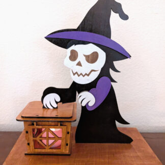 Halloween Skeleton in Witch's Clothing Tealight